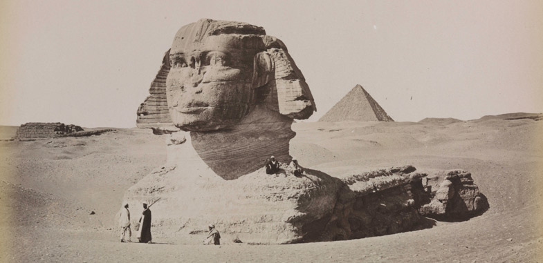 imagem da esfinge do National Media Museum 'Le Sphinx Armachis, Caire' (The Sphinx Armachis, Cairo) by http://en.wikipedia.org/wiki/Great_Sphinx_of_Giza#mediaviewer/File:%27Le_Sphinx_Armachis,_Caire%27_(The_Sphinx_Armachis,_Cairo).jpg